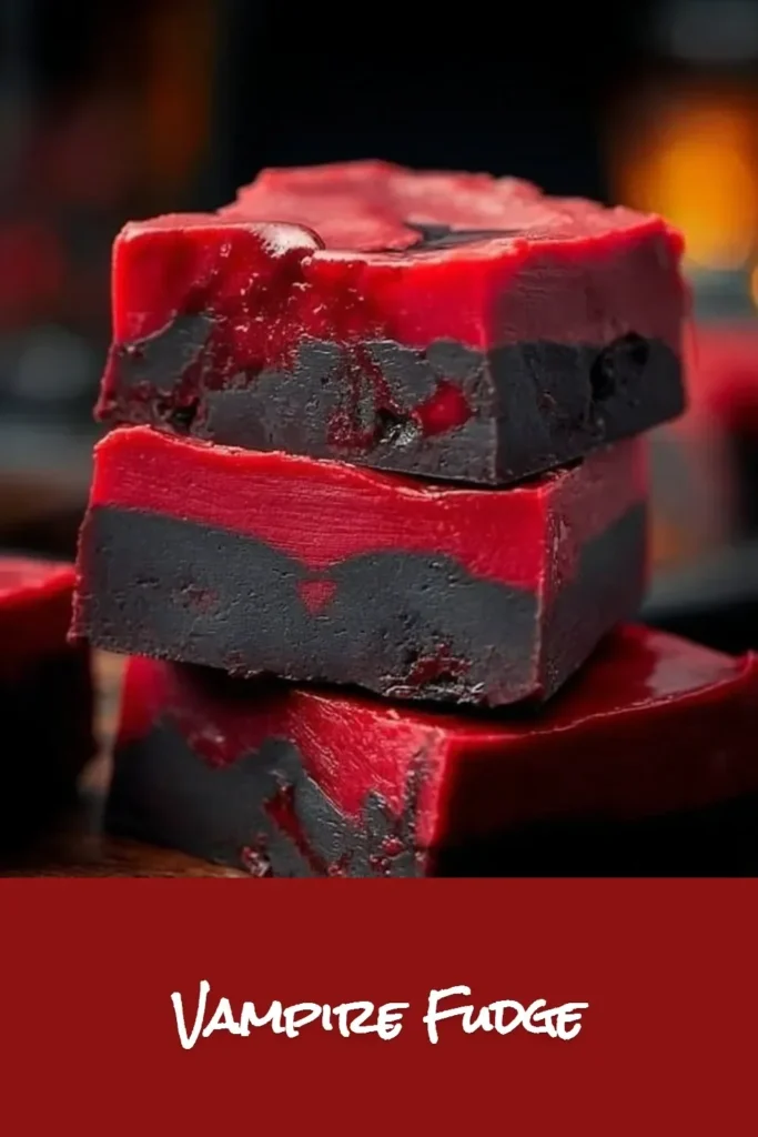 Delicious Vampire Fudge with dark chocolate and spooky decorations.