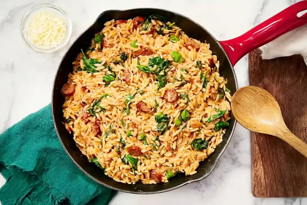 One-Pan Creamy Smoked Sausage Orzo