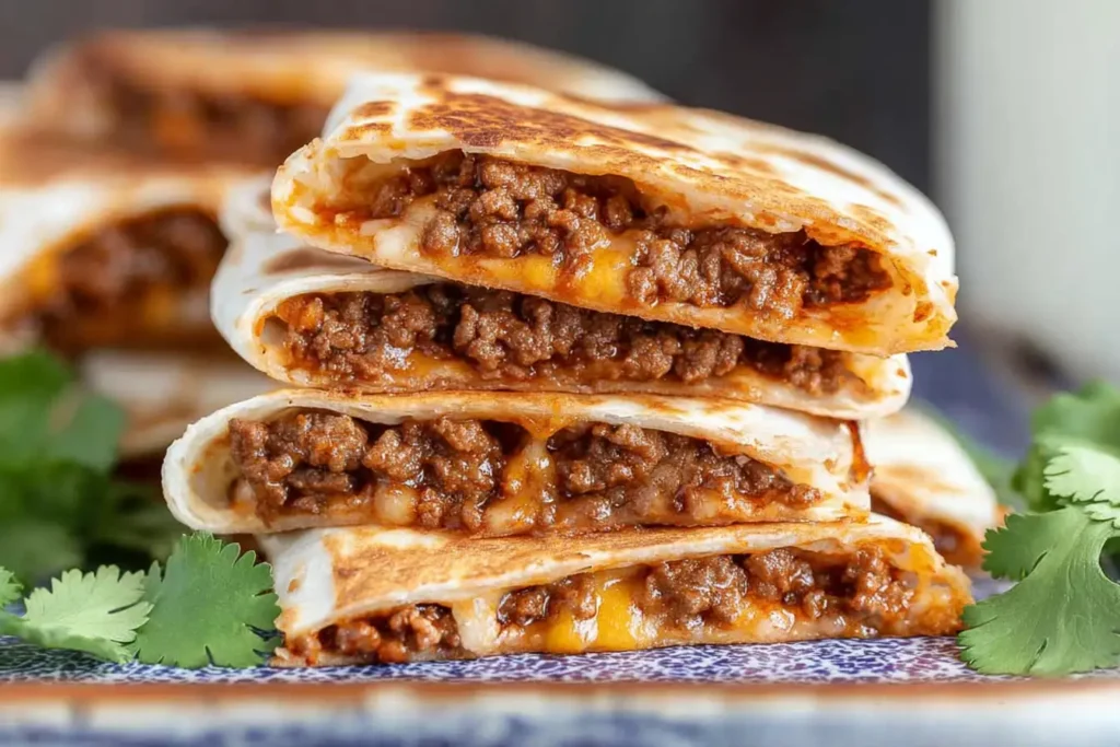 Cheesy Ground Beef Taco Quesadillas