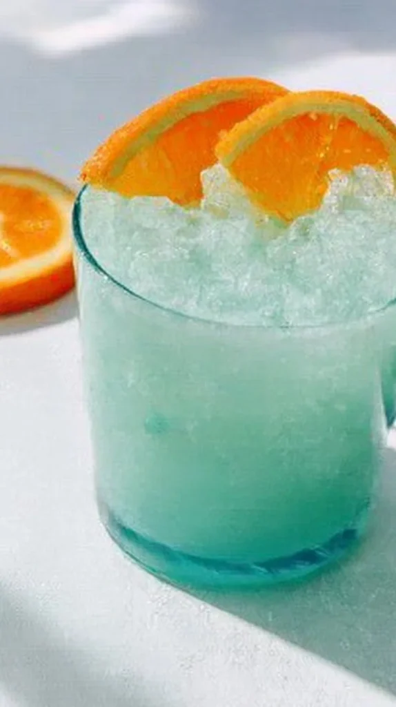 Refreshing Blue Hawaiian Mocktail drink with tropical ingredients