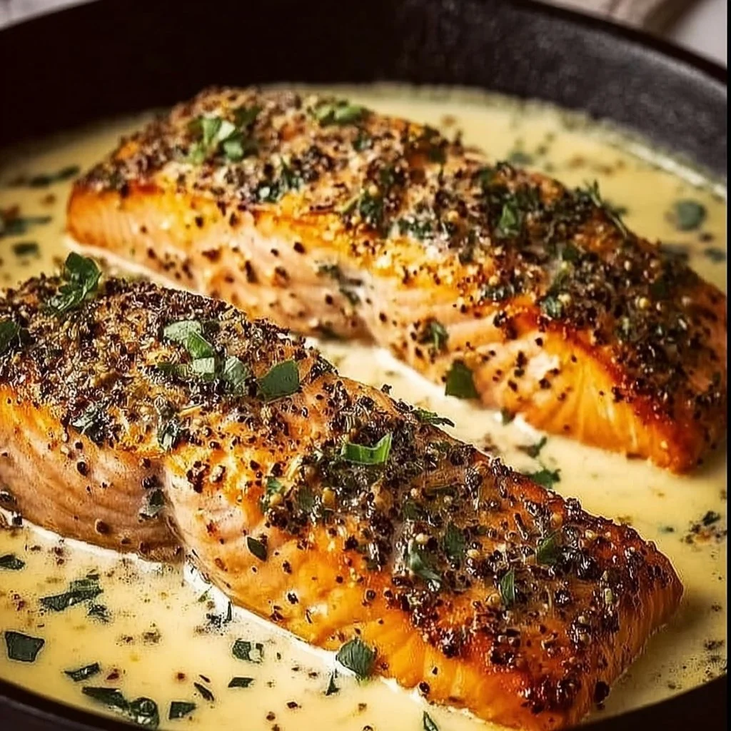 Boursin Salmon topped with herbs and spices