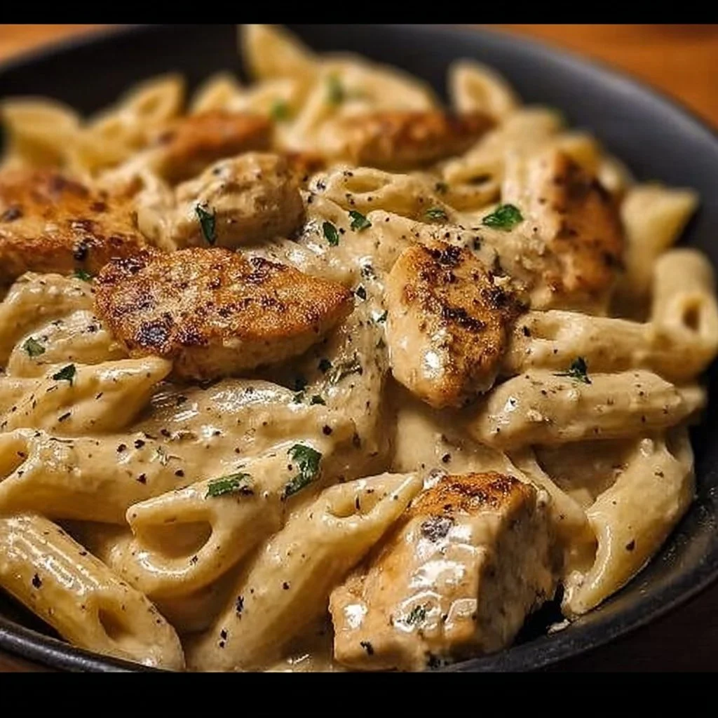 Delicious plate of Cajun Chicken Pasta with spices and creamy sauce
