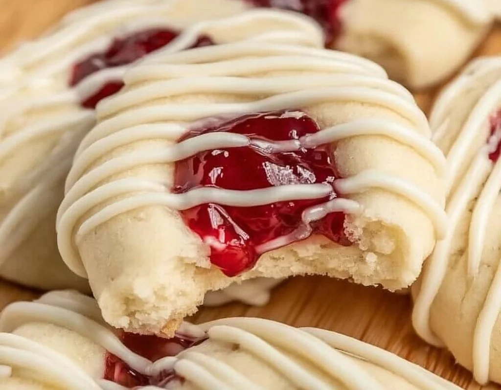 Freshly baked cherry pie cookies with a golden crust and cherry filling
