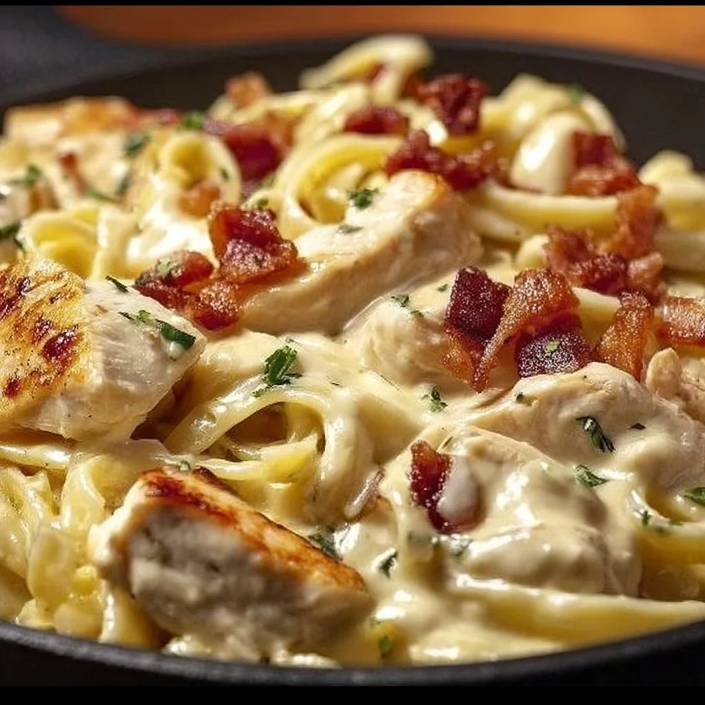 Delicious Chicken Bacon Ranch Pasta served in a bowl