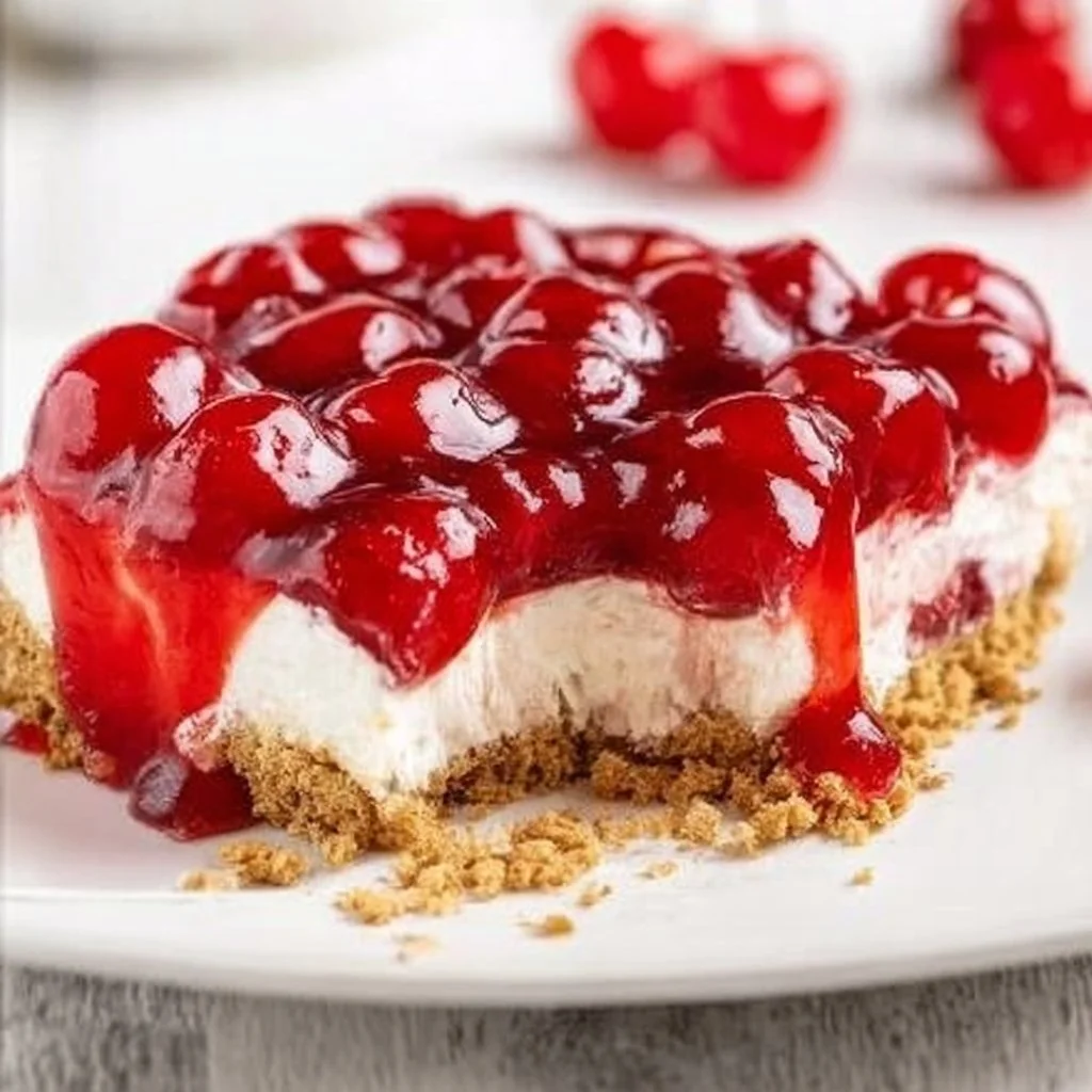 Delicious cozy cherry no-bake dessert ready to serve