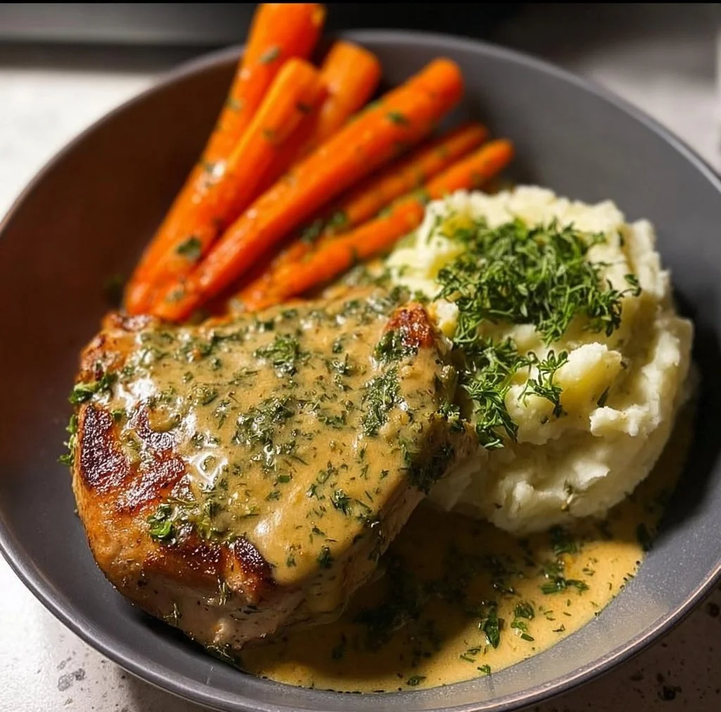 Creamy Herb Chicken with Mashed Potatoes & Glazed Carrots: A Complete Comfort Food Dinner