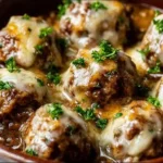 Crockpot French Onion Meatballs