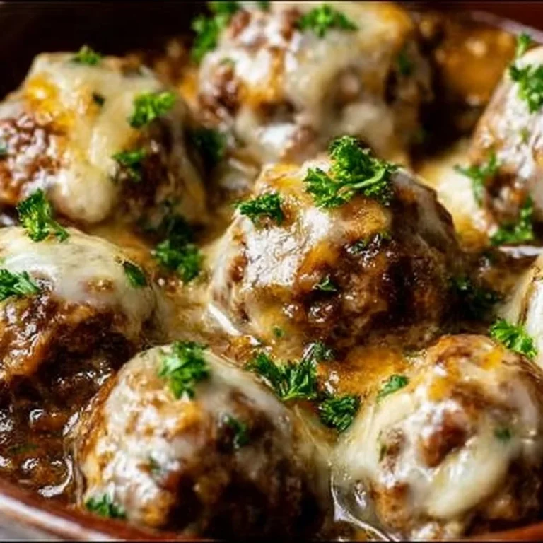 Crockpot French Onion Meatballs