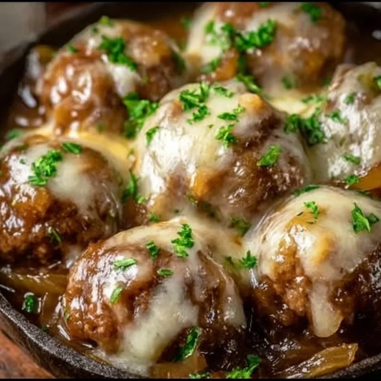 Crockpot French Onion Meatballs