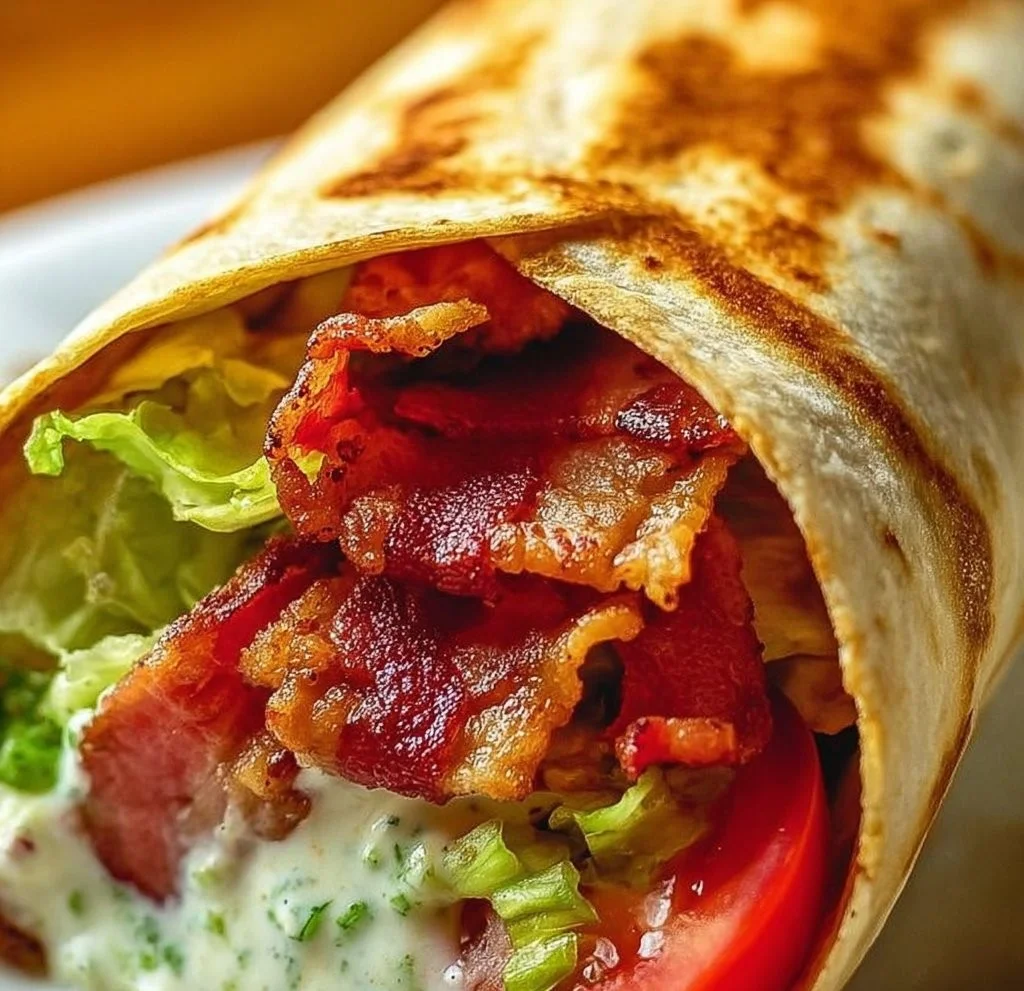 Healthy BLT wraps drizzled with secret sauce, perfect for a nutritious meal