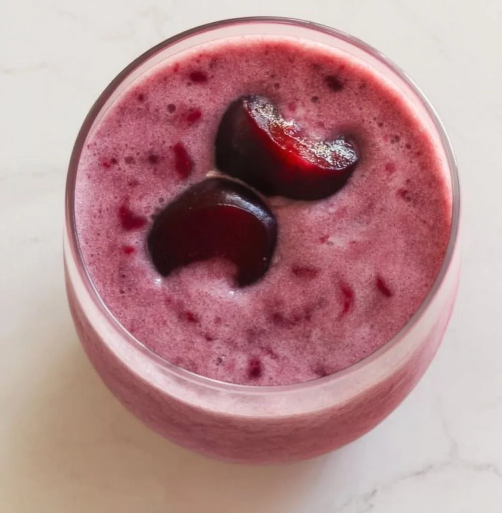 Healthy Cherry Ice Cream Smoothie with fresh cherries and yogurt