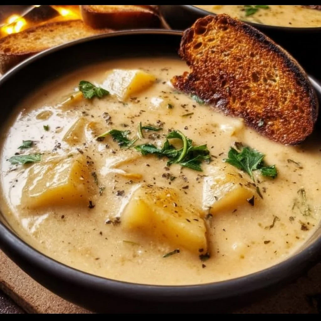 Hearty Cheddar Garlic Herb Potato Soup Recipe