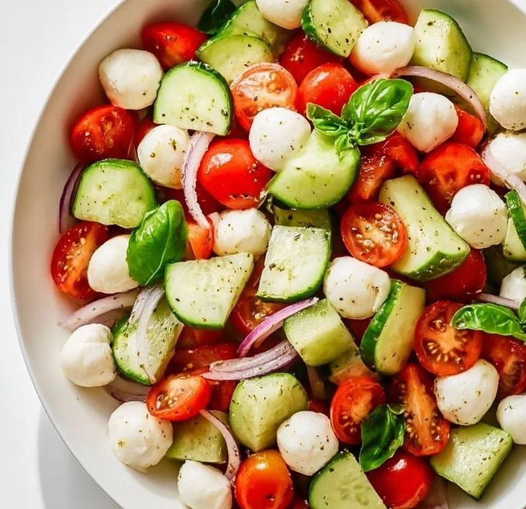Juicy Cucumber Caprese Salad