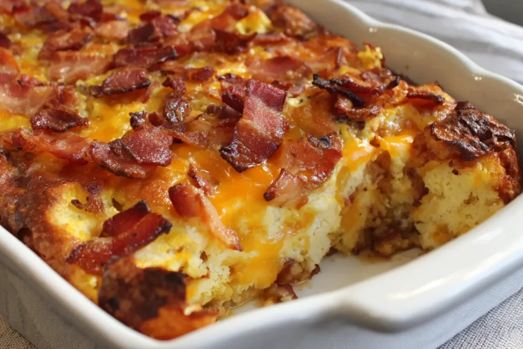 Maple Turkey Bacon Pancake Mix Breakfast Casserole