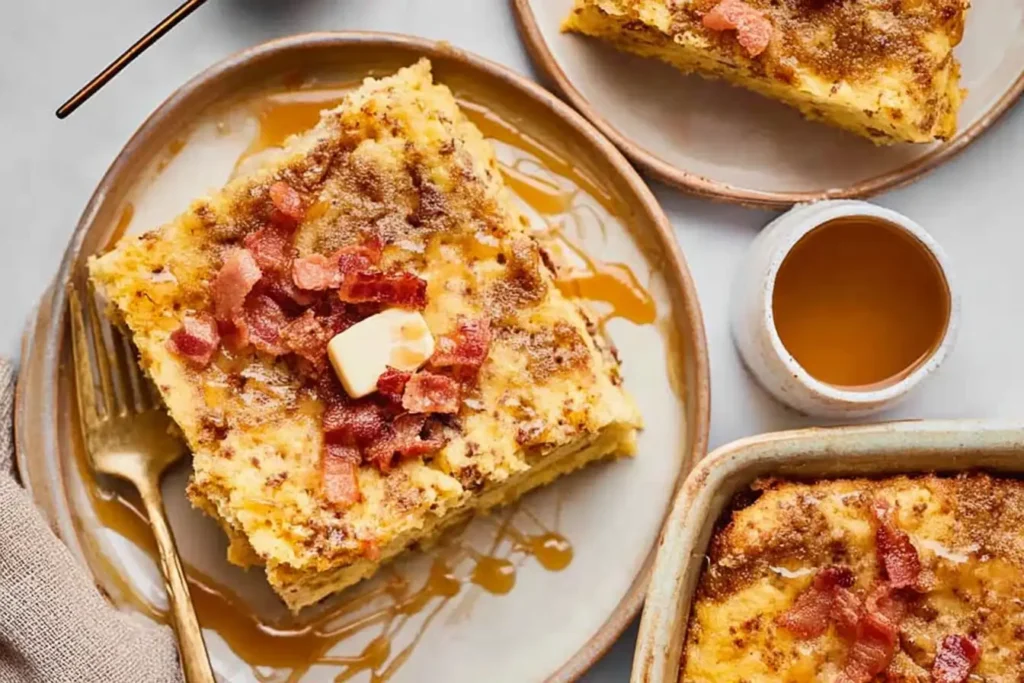 Maple Bacon Pancake Mix Breakfast Casserole
