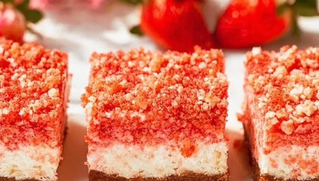 Delicious Strawberry Shortcake Brownies topped with fresh strawberries and whipped cream