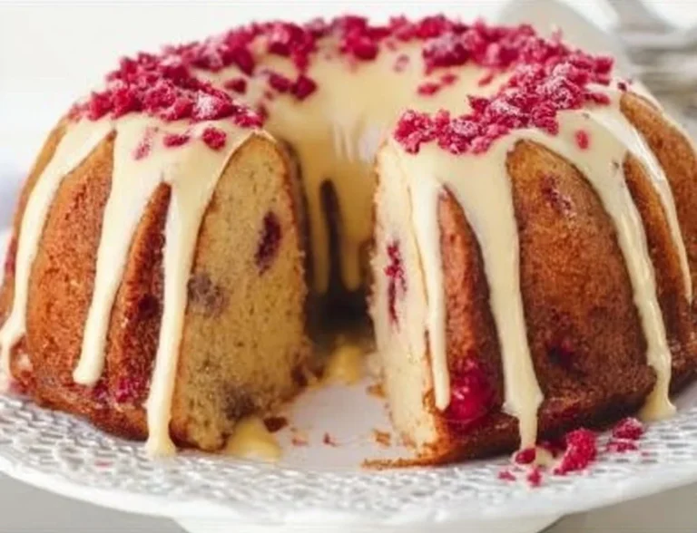 White Chocolate Raspberry Bundt Cake
