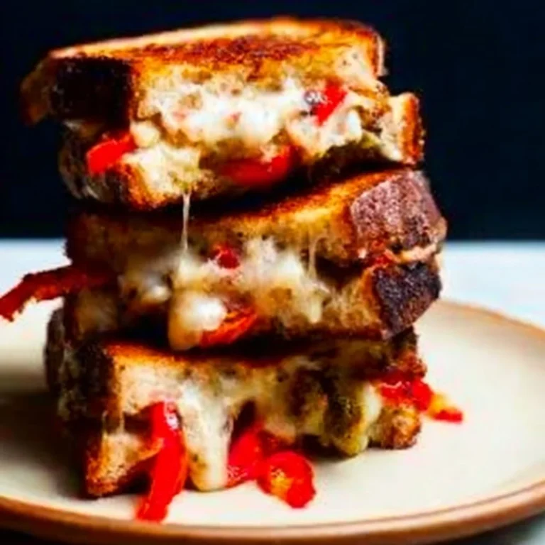 Balsamic Roasted Broccoli and Red Pepper Grilled Cheese
