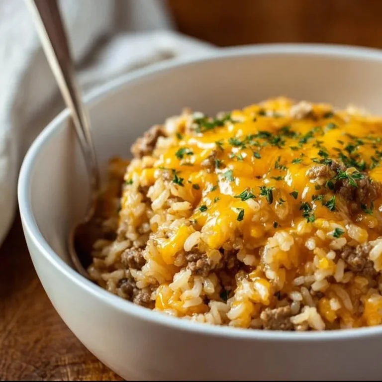 Cheesy Ground Beef and Rice Casserole