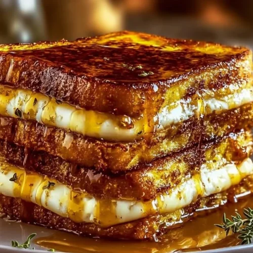 Delicious Crème Brûlée French Toast topped with caramelized sugar and fresh berries.