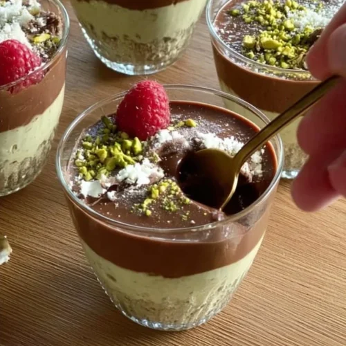 Delicious Dubai chocolate dessert served in a stylish glass.