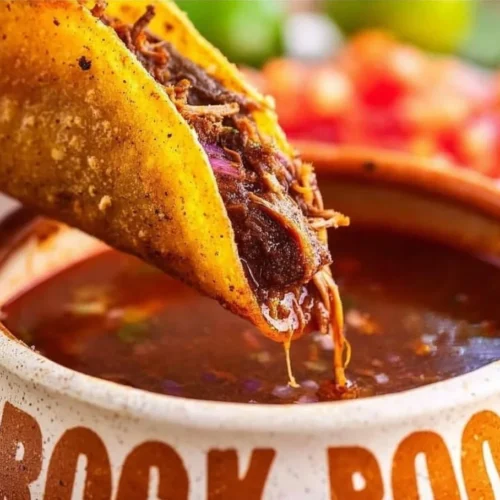 Delicious easy Crock Pot Birria Tacos ready to serve