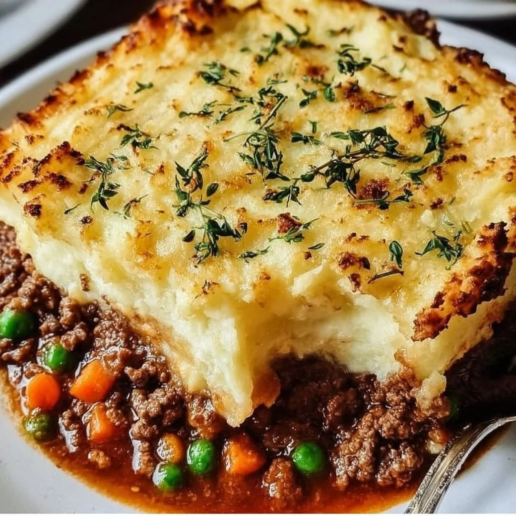 Delicious easy Shepherd's Pie casserole topped with creamy mashed potatoes