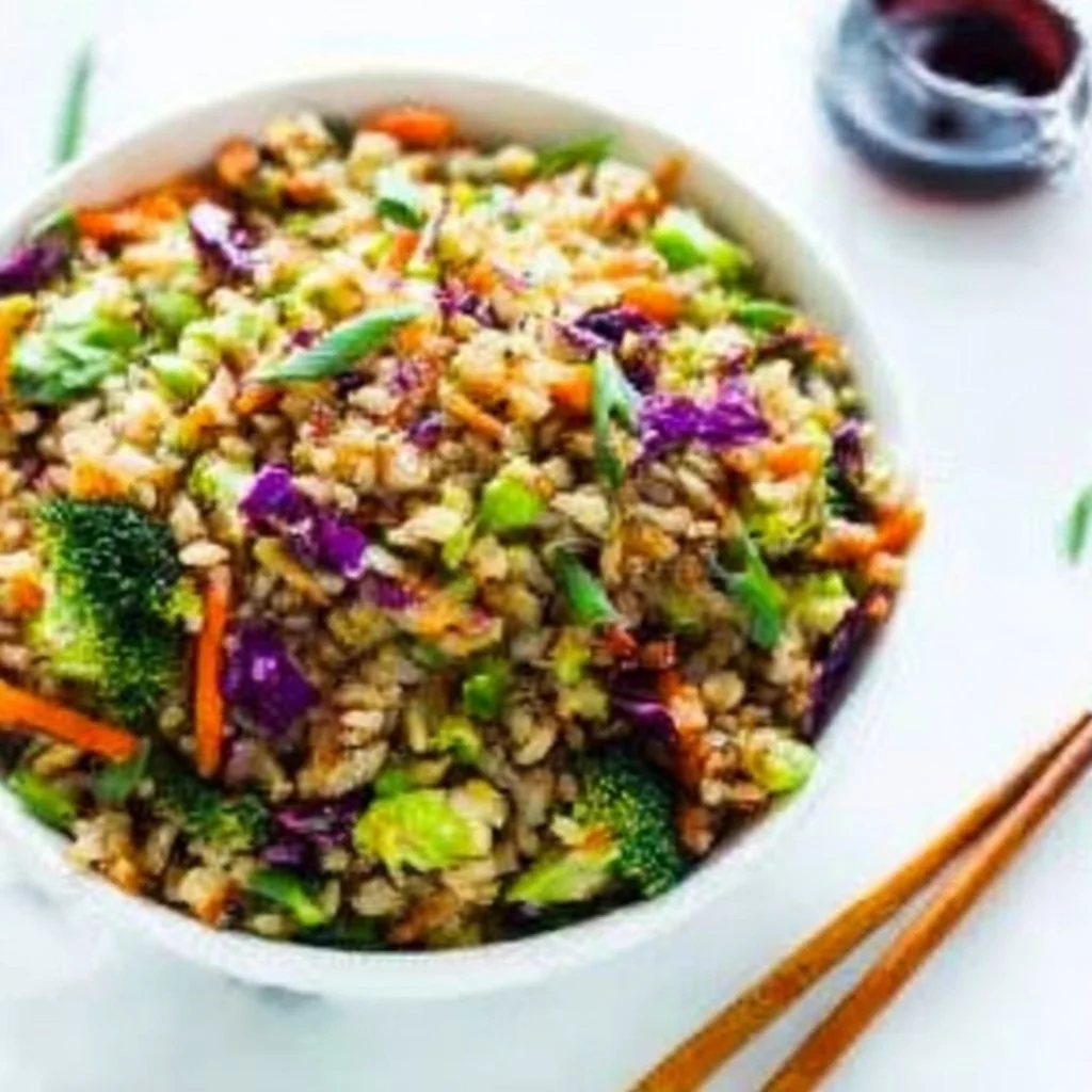Delicious plate of Extra Vegetable Fried Rice with colorful vegetables