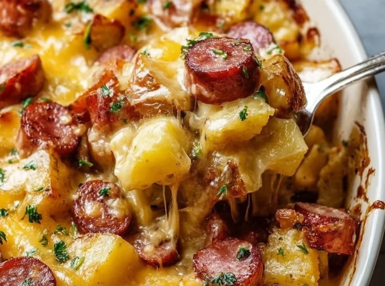 Kielbasa Sausage Cheesy Potato Casserole