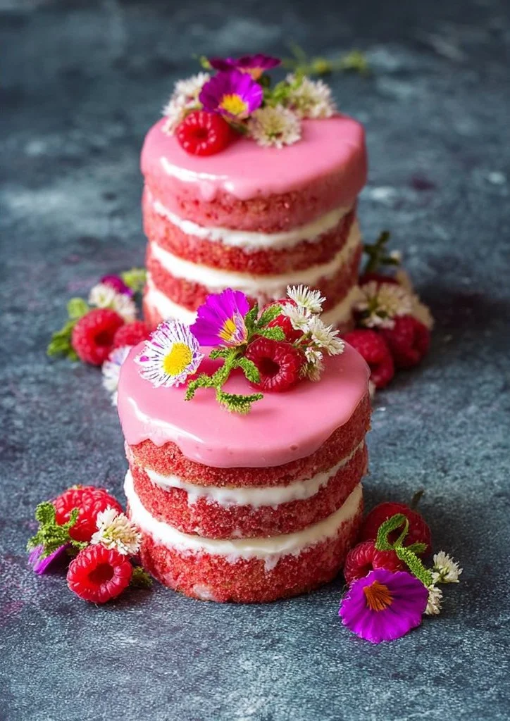 Pink Ombre Rhubarb Mini Cakes