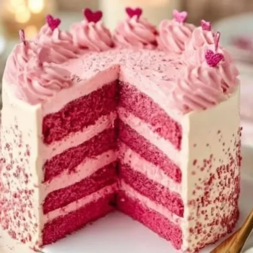 Beautifully decorated Pink Velvet Celebration Cake for festive occasions