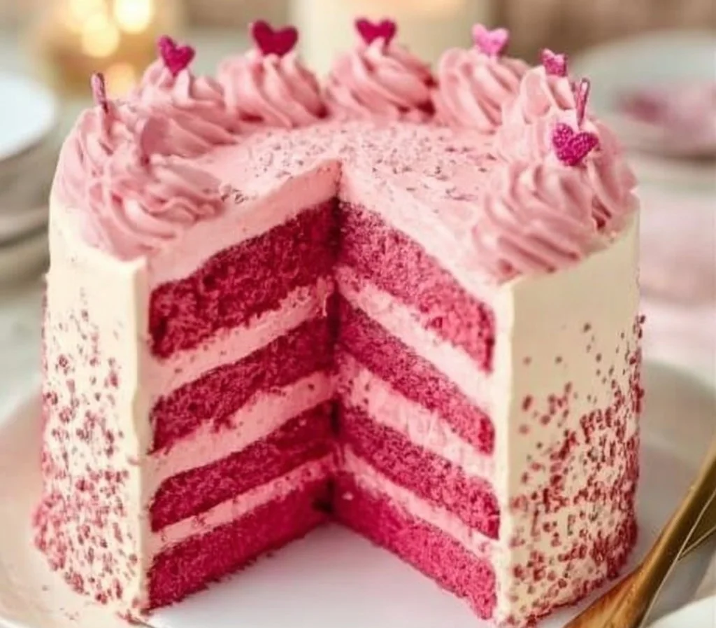 Beautifully decorated Pink Velvet Celebration Cake for festive occasions