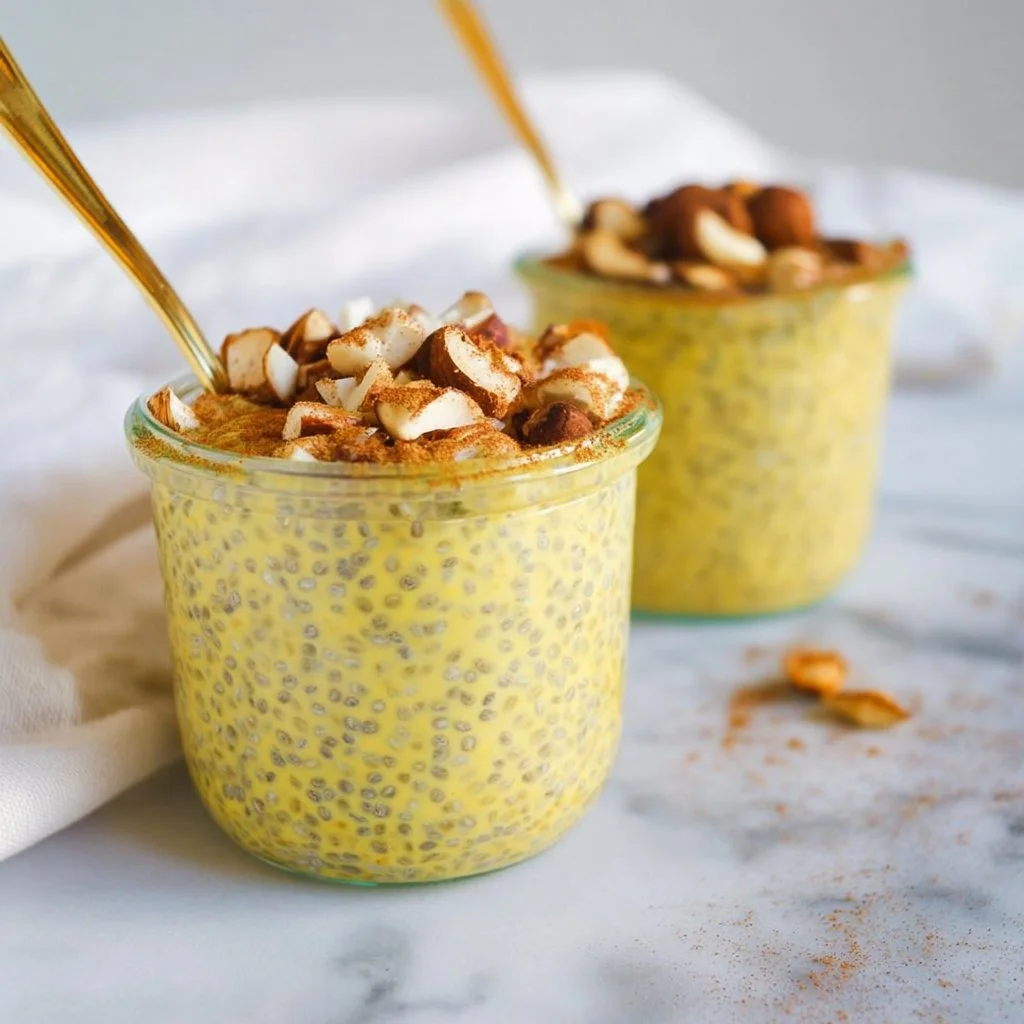 Pumpkin Spice Chia Seed Pudding in a bowl topped with spices and pumpkin seeds