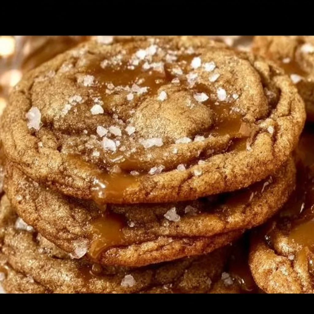 Delicious salted caramel cookie baked to perfection with a sprinkle of sea salt