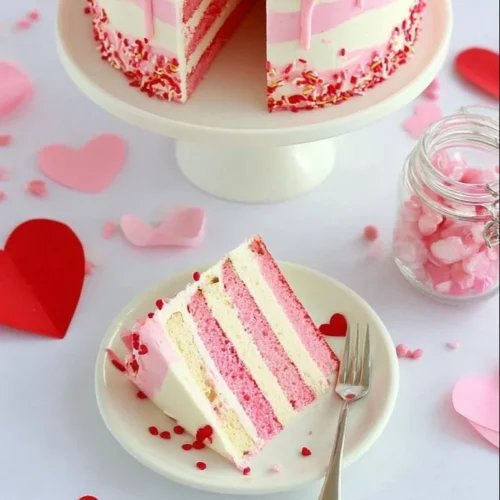 Delicious Valentine's Day Cake decorated with hearts and flowers