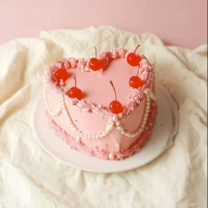 Vanilla, Earl Grey, and Raspberry Heart Cake showcasing Parisian elegance