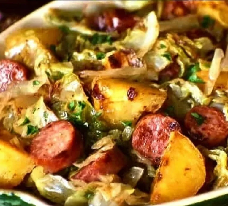 Braised Cabbage with Potatoes and Smoked Sausages