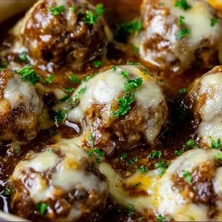 Crockpot French Onion Meatballs