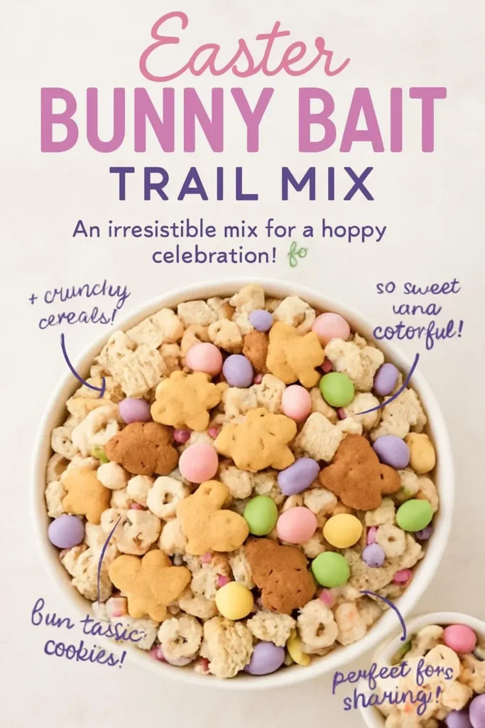 Colorful Easter Bunny Bait Trail Mix with candies and nuts for festive celebrations