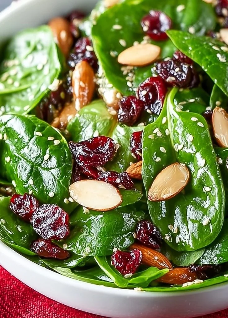 Festive Christmas Cranberry Spinach Salad
