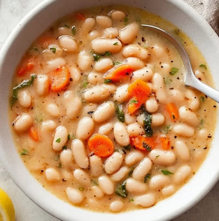 Greek White Bean Soup With Garlic & Lemon
