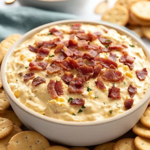 Delicious Hot Smoked Gouda Turkey Bacon Dip served in a bowl