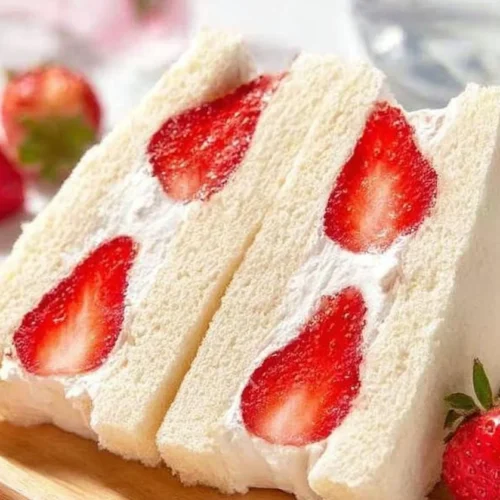Japanese fruit sandwich with strawberries and cream filling