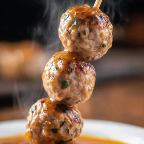 Juicy Japanese Tsukune chicken meatballs ready to serve.