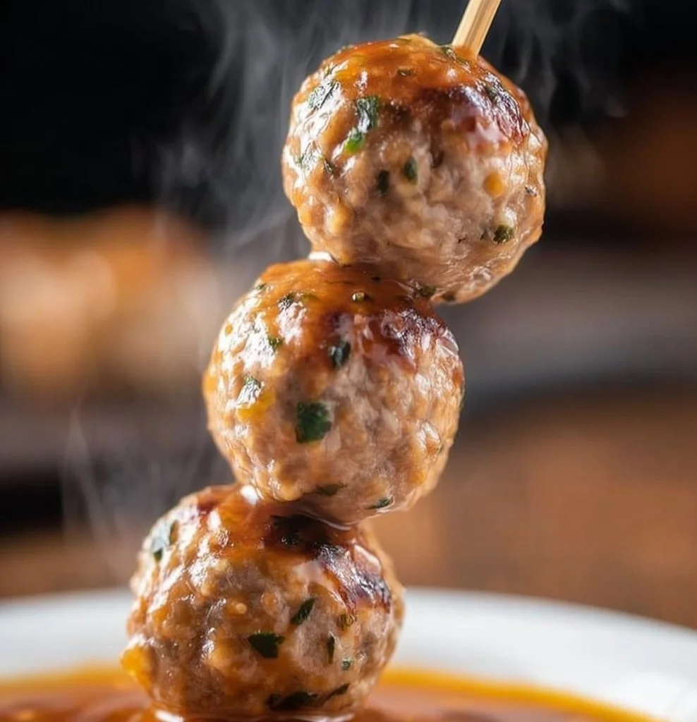 Juicy Japanese Tsukune chicken meatballs ready to serve.