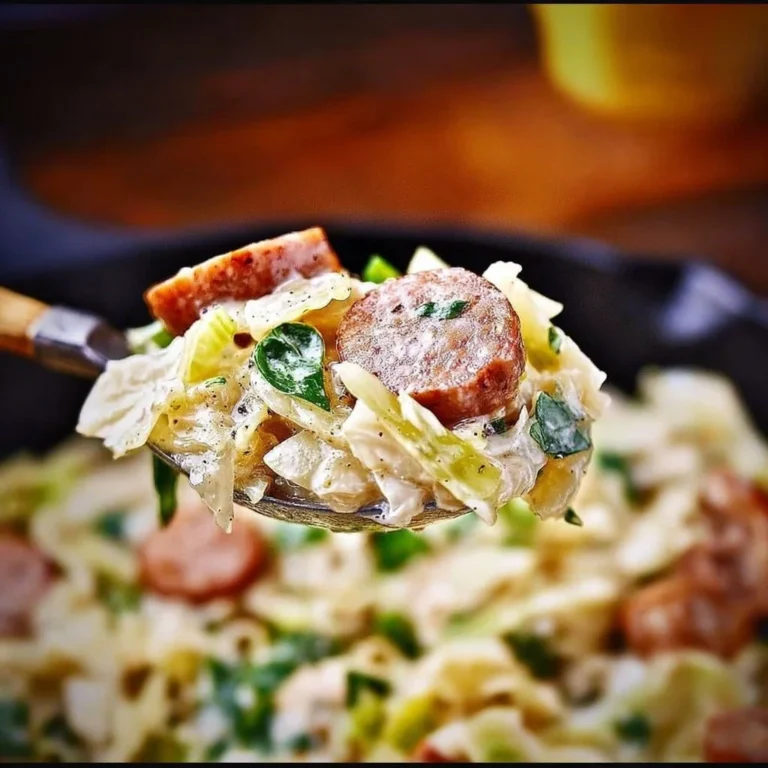 Keto Cajun Sausage Cabbage Alfredo