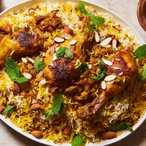Kuwaiti Biryani Layered Rice dish with spices and ingredients