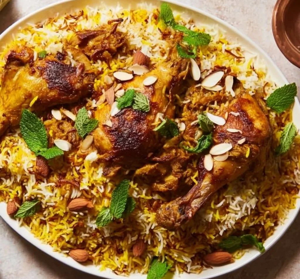Kuwaiti Biryani Layered Rice dish with spices and ingredients