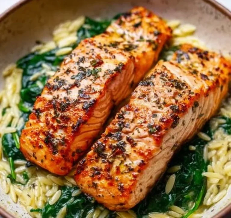 Mediterranean Salmon with Lemon Orzo