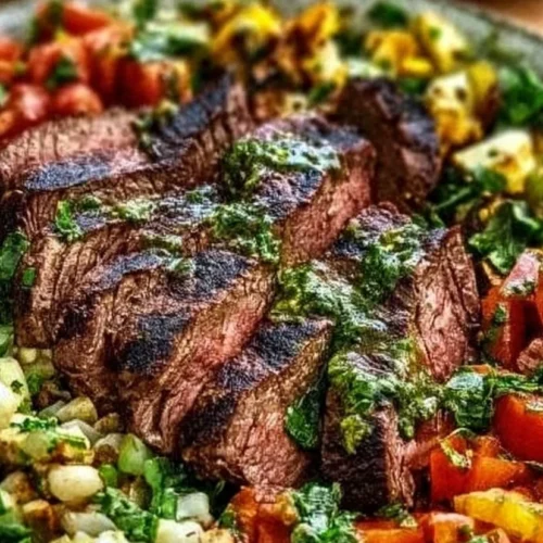 Mediterranean Steak Bowl featuring grilled steak, fresh vegetables, and flavorful sauces